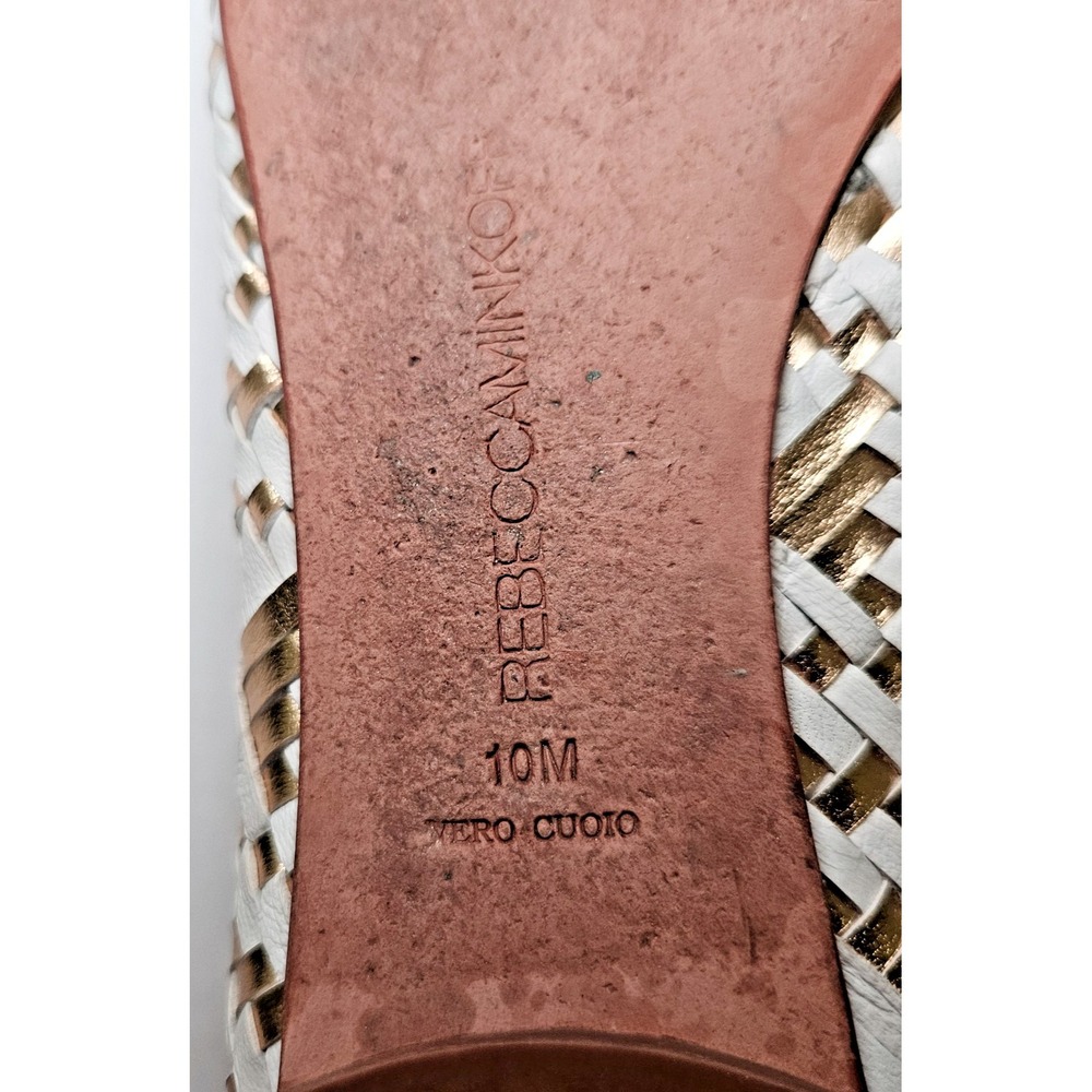Rebecca Minkoff Uma Woven Leather Ballet Flats Womens 10M White & Metallic Gold - Picture 11 of 11